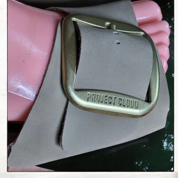 NWOT PROJECT CLOUD ( 8 ) Tan Leather Upper Suede Insole Cork Footbed Sandal - Picture 9 of 12